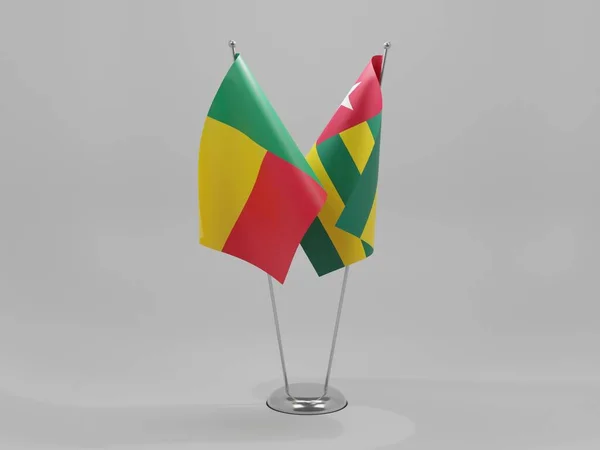 Togo Benin Cooperation Flags White Background Render — 스톡 사진