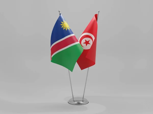 Tunísia Bandeiras Cooperação Namíbia Fundo Branco Render — Fotografia de Stock