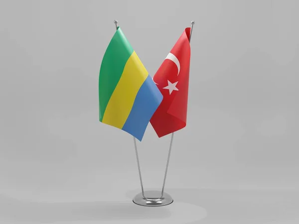 Turquie Drapeaux Coopération Gabon Fond Blanc Render — Photo