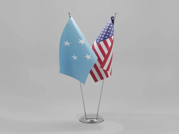 Spojené Státy Americké Micronesia Cooperation Flags White Background Render — Stock fotografie