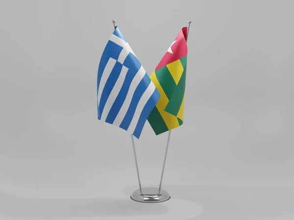 Togo Greece Cooperation Flags White Background Render — стокове фото