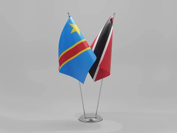 Trinidad Tobago Bandeiras Cooperação República Democrática Congo Fundo Branco Render — Fotografia de Stock