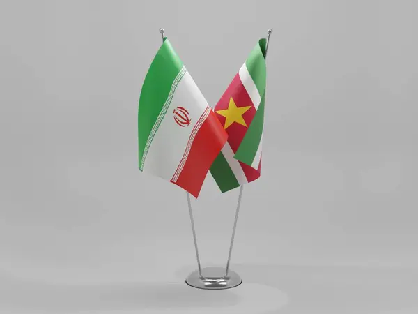Suriname Irán Együttműködési Zászlók Fehér Háttér Render — Stock Fotó