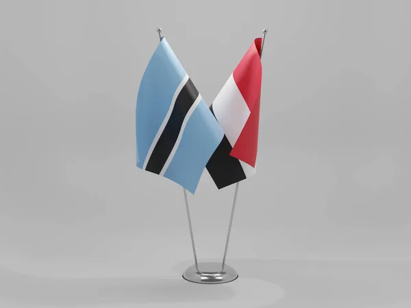Yemen Botswana Cooperation Flags White Background Render — Stock Photo, Image