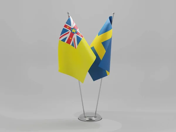 Швеція Niue Cooperation Flags White Background Render — стокове фото