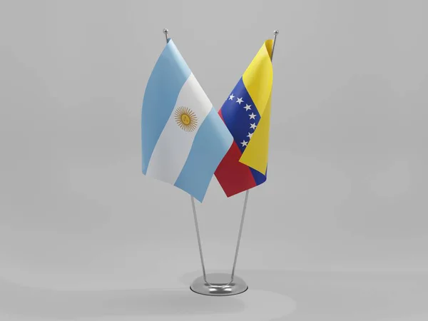 Venezuela Argentina Flaggor För Samarbete Vit Bakgrund Render — Stockfoto