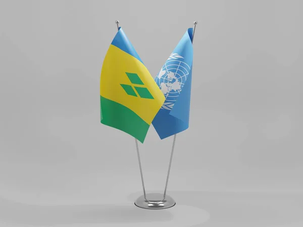 Naciones Unidas San Vicente Las Granadinas Banderas Cooperación Fondo Blanco — Foto de Stock