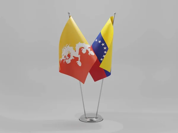 Venezuela Bhutan Samenwerking Vlaggen Witte Achtergrond Render — Stockfoto