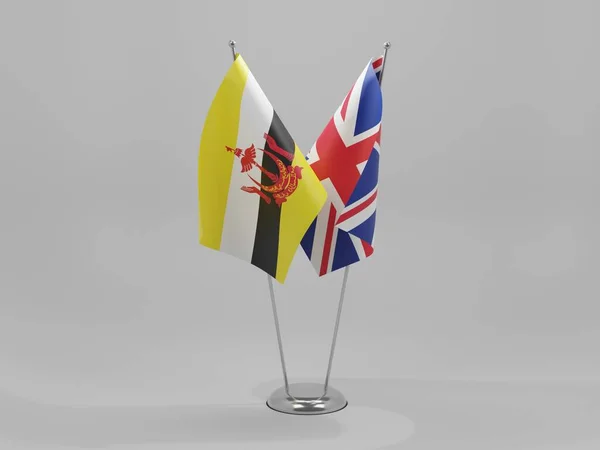 Reino Unido Banderas Cooperación Brunei Fondo Blanco Render —  Fotos de Stock