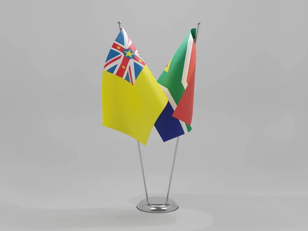 Jižní Afrika Niue Cooperation Flags Bílé Pozadí Render — Stock fotografie
