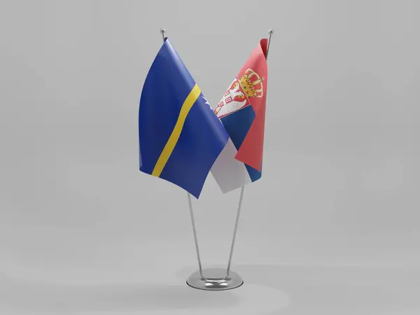 Serbia Nauru Cooperation Flags White Background Render — Stock Photo, Image