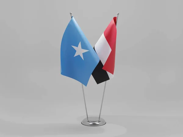 Йемен Сомали Флаги Сотрудничества Белый Фон Рендер — стоковое фото