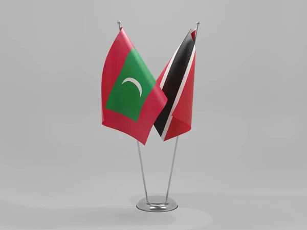 Τρινιδάδ Και Τομπάγκο Μαλδίβες Σημαίες Συνεργασίας Λευκό Φόντο Render — Φωτογραφία Αρχείου