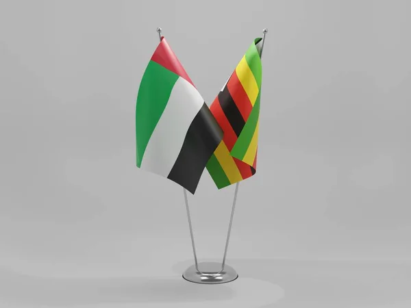 Zimbabwe Bandiere Cooperazione Degli Emirati Arabi Uniti Sfondo Bianco Render — Foto Stock