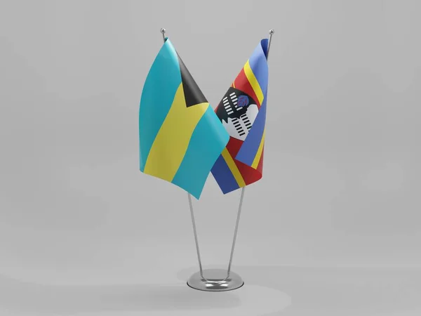 Swazilandia Banderas Cooperación Bahamas Fondo Blanco Render —  Fotos de Stock