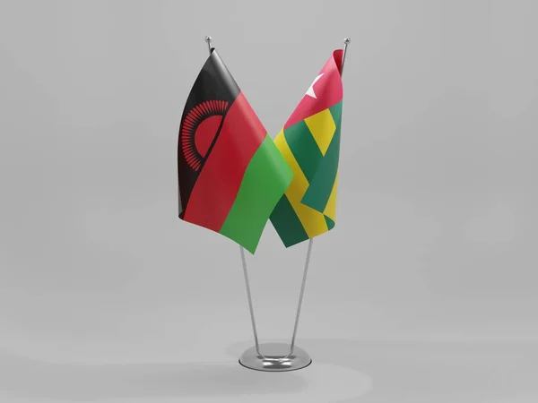 Togo Bandiere Cooperazione Del Malawi Sfondo Bianco Render — Foto Stock