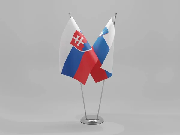 Szlovénia Szlovákia Együttműködési Zászlók Fehér Háttér Render — Stock Fotó