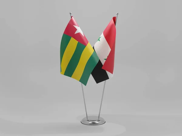 Syria Togo Flagi Współpracy Białe Tło Render — Zdjęcie stockowe
