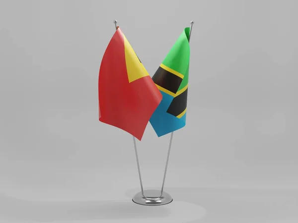 Танзания Флаги Сотрудничества Восточного Тимора Белый Фон Рендер — стоковое фото
