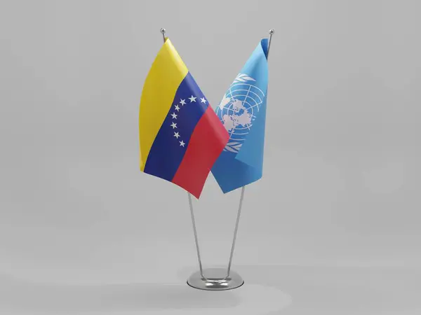 Verenigde Naties Venezuela Samenwerking Vlaggen Witte Achtergrond Render — Stockfoto