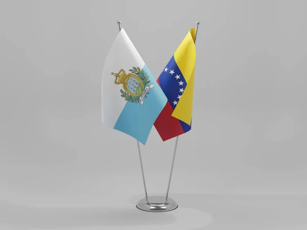 Venezuela San Marino Samenwerking Vlaggen Witte Achtergrond Render — Stockfoto