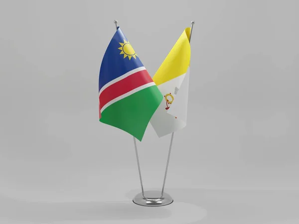 梵蒂冈市 纳米比亚合作旗 白色背景 3D渲染 — 图库照片