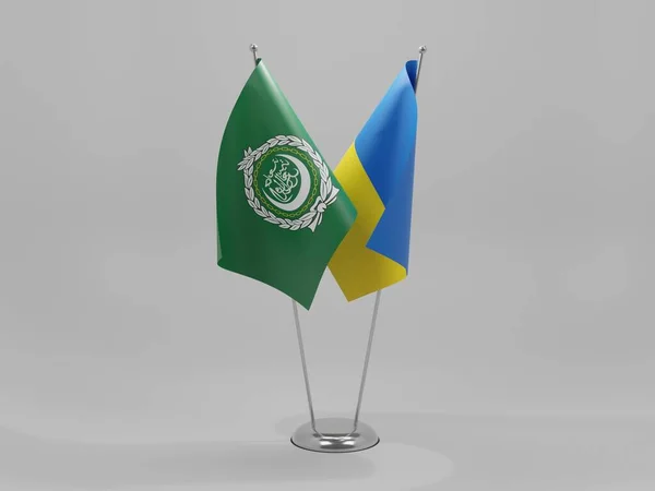 Ukraine Arab League Cooperation Flags White Background Render — стокове фото