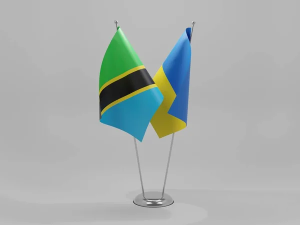 Ukraina Tanzania Flagi Współpracy Białe Tło Render — Zdjęcie stockowe