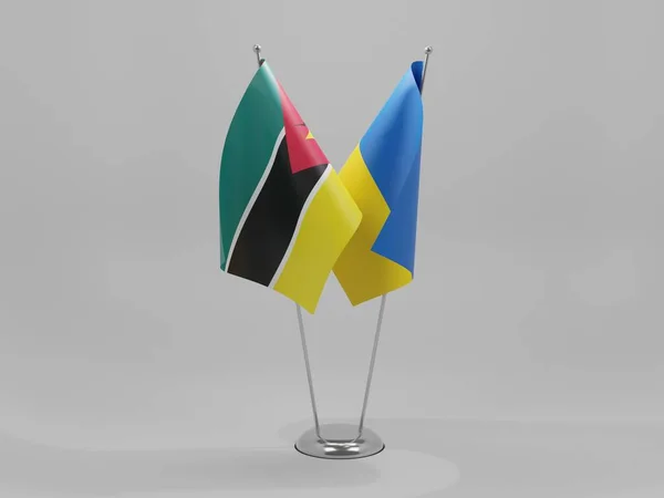 Ukraina Moçambique Flaggor För Samarbete Vit Bakgrund Render — Stockfoto