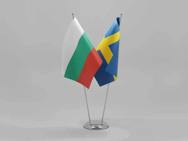 Sweden Bulgaria Cooperation Flags White Background Render — Stock Photo, Image