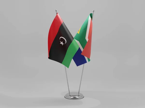 Zuid Afrika Libië Samenwerkingsvlaggen Witte Achtergrond Render — Stockfoto