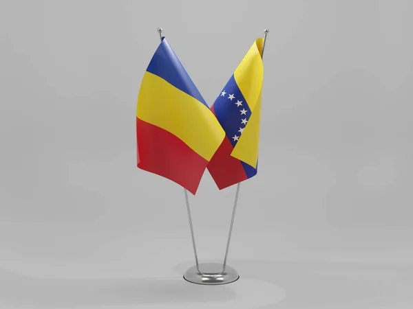 Venezuela Rumänien Kooperationsfahnen Weißer Hintergrund Render — Stockfoto