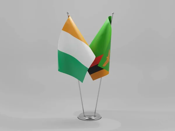 Zambia Cote Ivoire Cooperation Flags White Background Render — стоковое фото