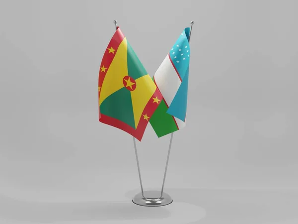 Özbekistan Grenada Şbirliği Bayrakları Beyaz Arkaplan Renklendirme — Stok fotoğraf