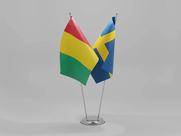Schweden Guinea Kooperationsflaggen Weißer Hintergrund Render — Stockfoto