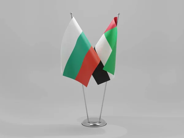 Emiratos Árabes Unidos Banderas Cooperación Bulgaria Fondo Blanco Render —  Fotos de Stock