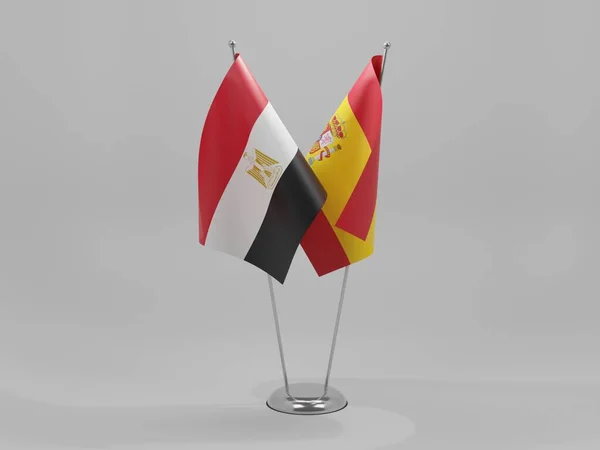 Флаги Сотрудничества Между Испанией Египтом Белый Фон Рендер — стоковое фото