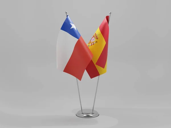 Spain Chile Cooperation Flags White Background Render — 스톡 사진