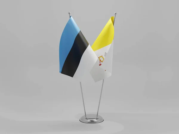 Vatican City Estonia Cooperation Flags White Background Render — Stock Photo, Image