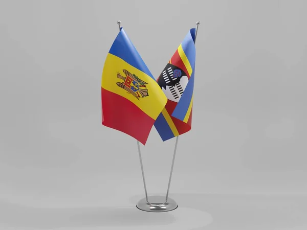 Suazi Mołdawia Flagi Współpracy Białe Tło Render — Zdjęcie stockowe
