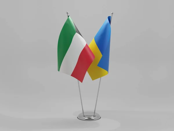 Ukraina Kuwejt Flagi Współpracy Białe Tło Render — Zdjęcie stockowe
