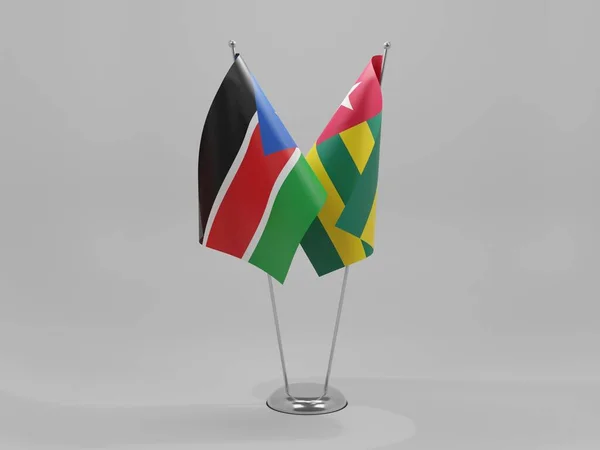 Togo Banderas Cooperación Sudán Del Sur Fondo Blanco Render —  Fotos de Stock