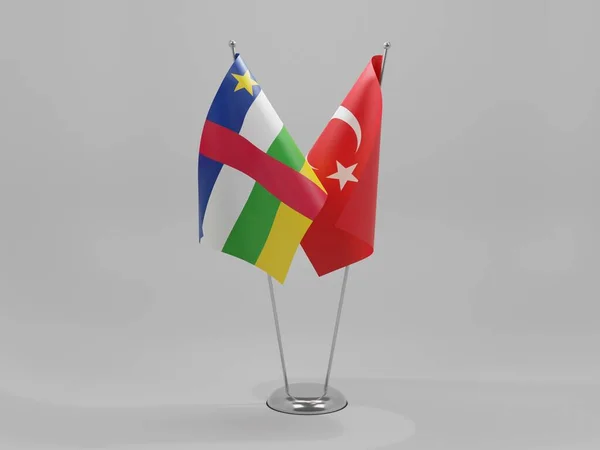Turquia Bandeiras Cooperação República Centro Africana Fundo Branco Render — Fotografia de Stock