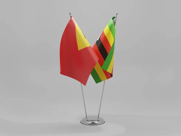 짐바브웨 East Timor Cooperation Flags White Background Render — 스톡 사진