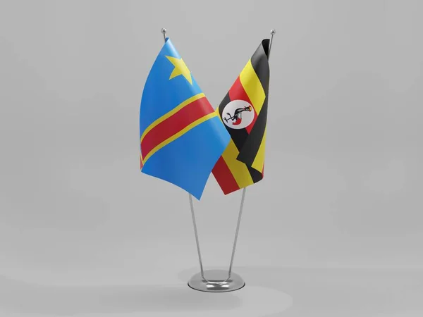 Uganda Demokratiska Republiken Kongo Flaggor För Samarbete Vit Bakgrund Render — Stockfoto
