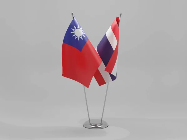 Thailand Taiwan Samenwerkingsvlaggen Witte Achtergrond Render — Stockfoto