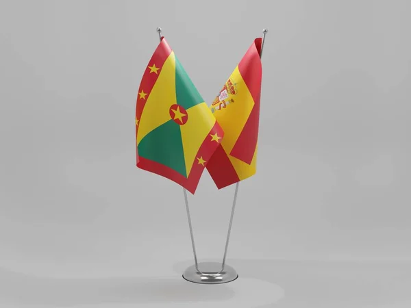 Spanien Grenada Kooperationsfahnen Weißer Hintergrund Render — Stockfoto