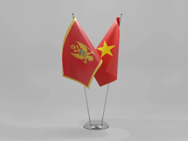 Βιετνάμ Μαυροβούνιο Συνεργασία Σημαίες Λευκό Φόντο Render — Φωτογραφία Αρχείου
