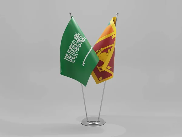 Sri Lanka Arábia Saudita Bandeiras Cooperação Fundo Branco Render — Fotografia de Stock