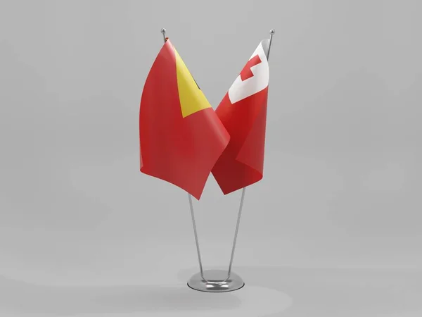 Tonga East Timor Cooperation Flags White Background Render — Stock Photo, Image